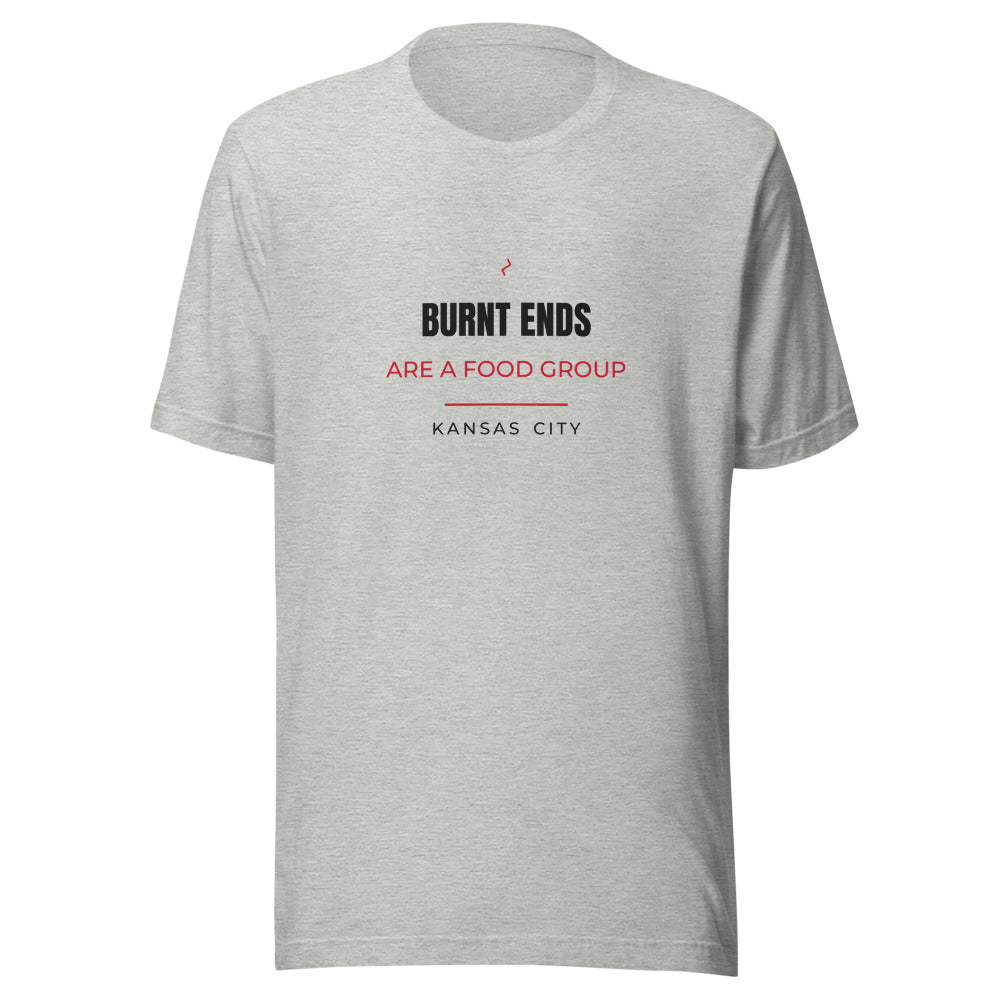 Kansas City tee that says Burnt Ends Are a Food Group.