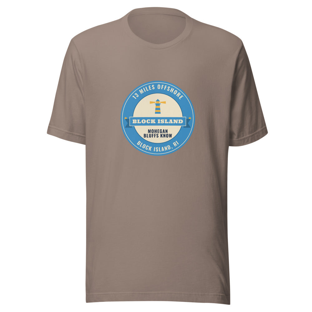Block Island 13 Miles Offshore Mohegan Bluffs Know – Tee – Pebble