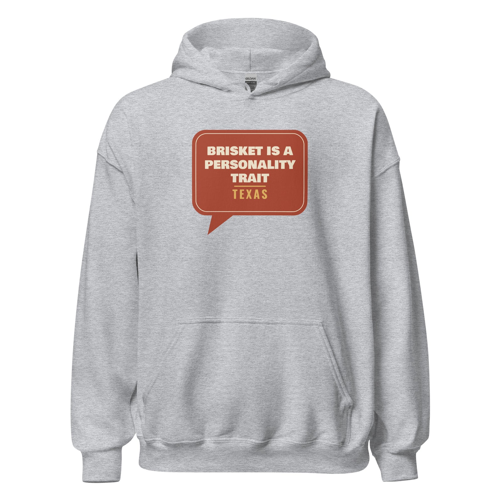 Texas: Brisket Is a Personality Trait – Hoodie – Heather Grey