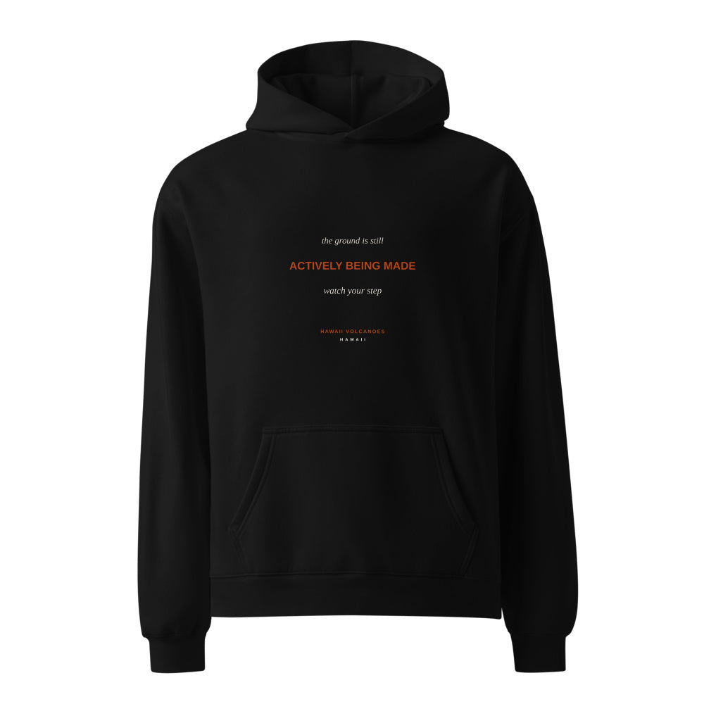 Hawaii Volcanoes National Park black hoodie front in white studio | Kreativ