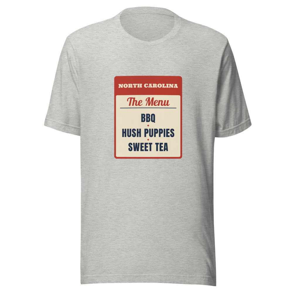 North Carolina BBQ Hush Puppies Sweet Tea – Tee – Heather Grey