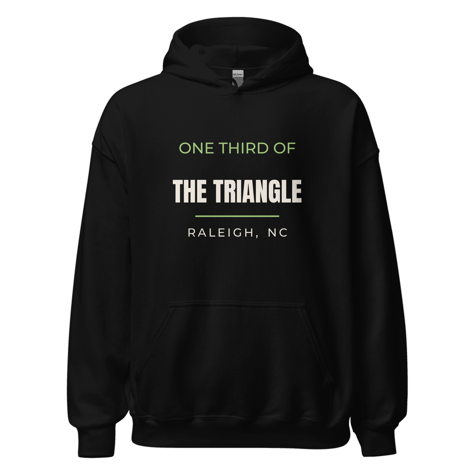 Black hoodie with Raleigh, North Carolina design: One Third Of The Triangle