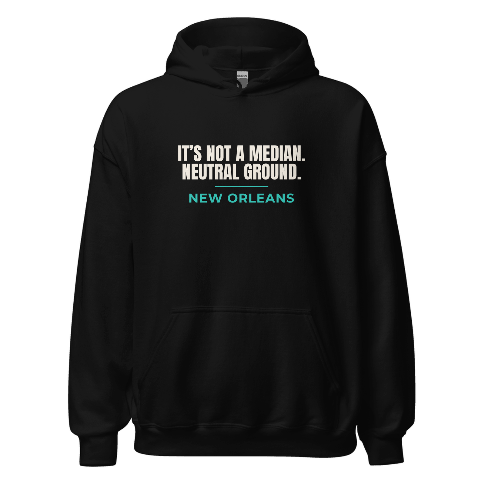 Black hoodie with New Orleans, Louisiana design: It's Not a Median — Neutral Ground