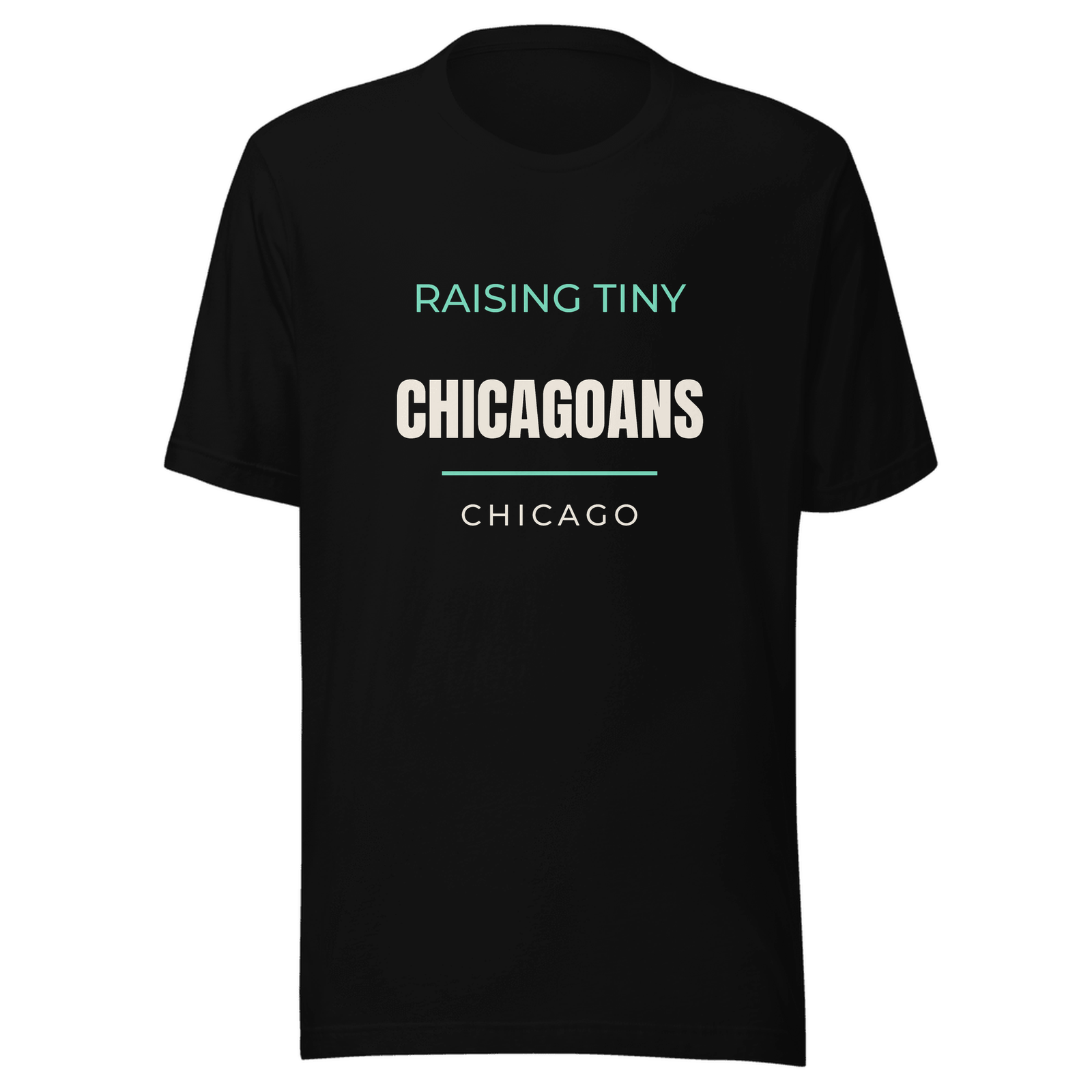 Black hoodie with Chicago, Illinois design: Raising Tiny Chicagoans