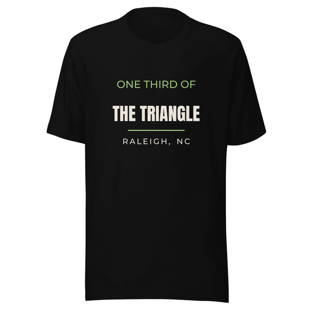 Black tee with Raleigh, North Carolina design: One Third Of The Triangle