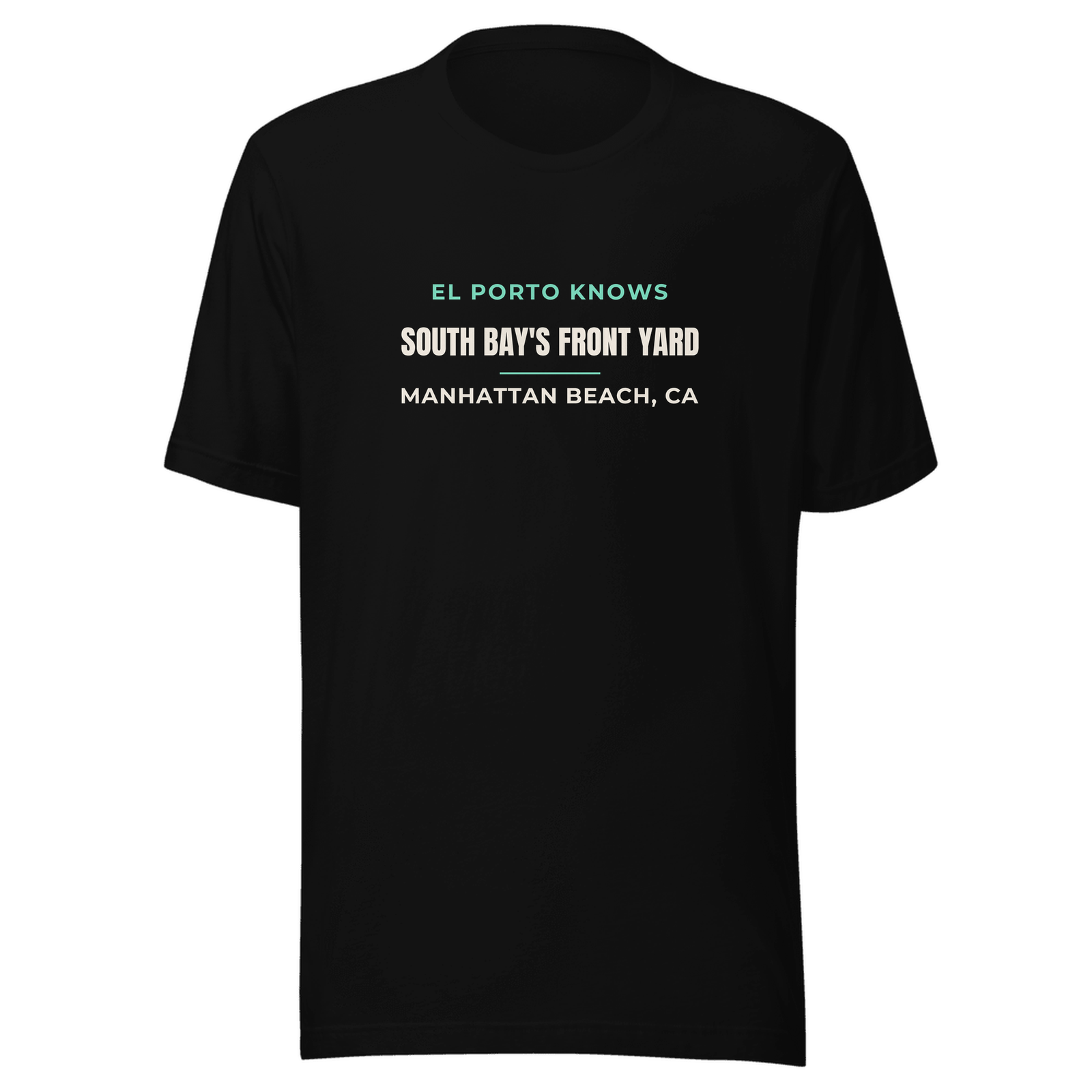 Black hoodie with Manhattan Beach, California design: South Bay's Front Yard — El Porto Knows