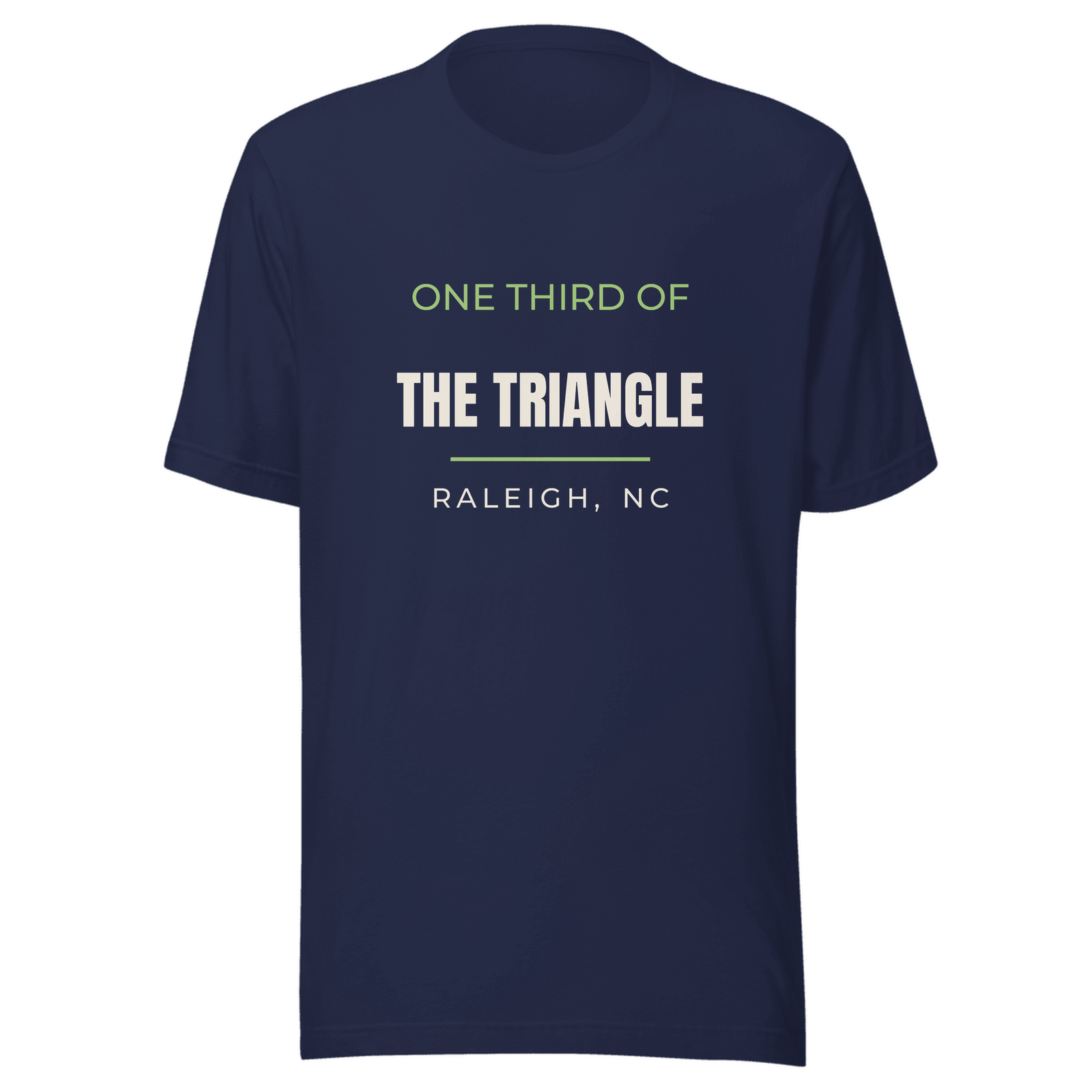 Navy tee with Raleigh, North Carolina design: One Third Of The Triangle