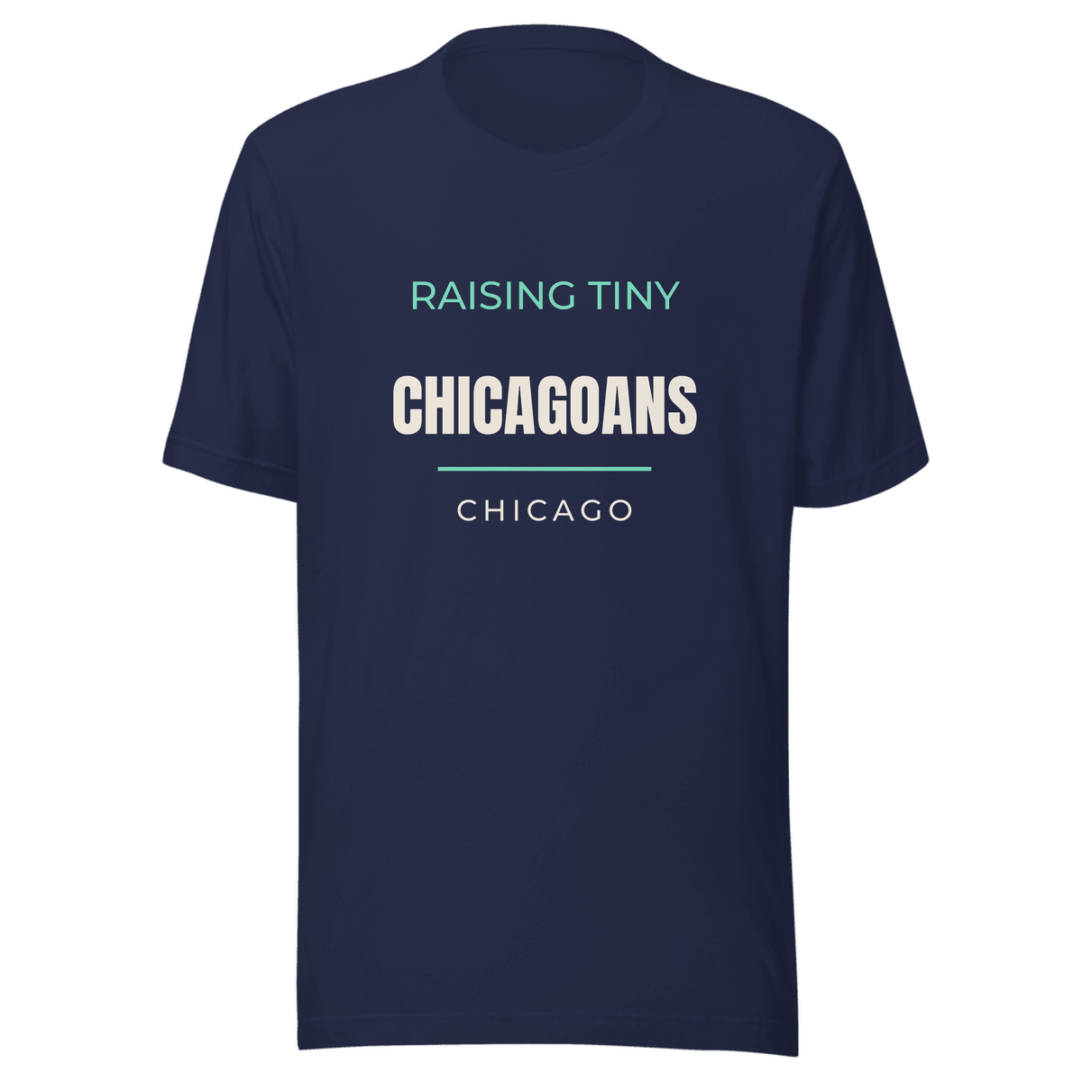 Navy tee with Chicago, Illinois design: Raising Tiny Chicagoans