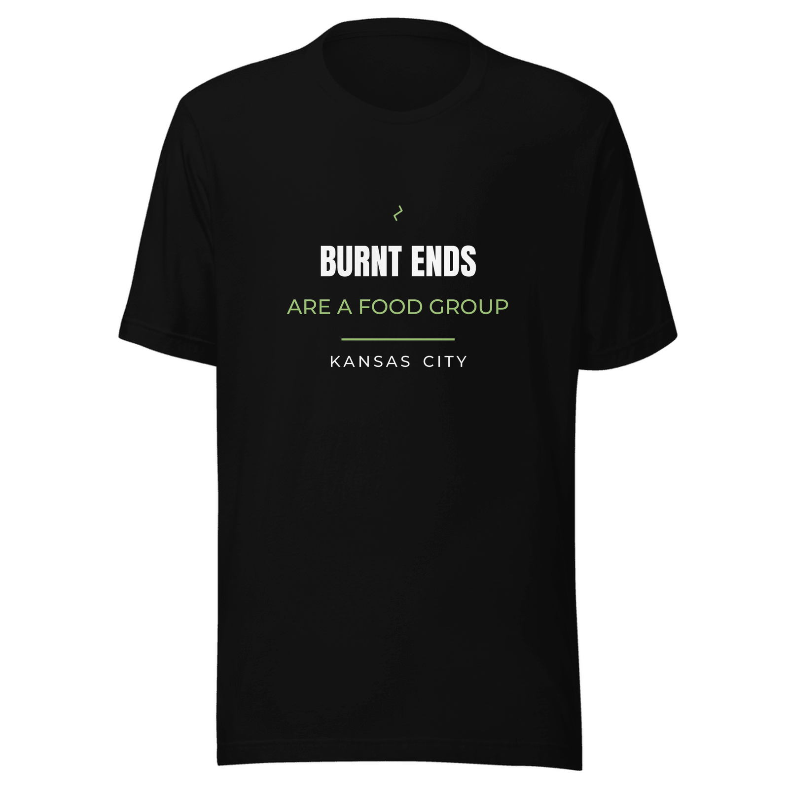 Black hoodie with Kansas City, Missouri design: Burnt Ends Are a Food Group.