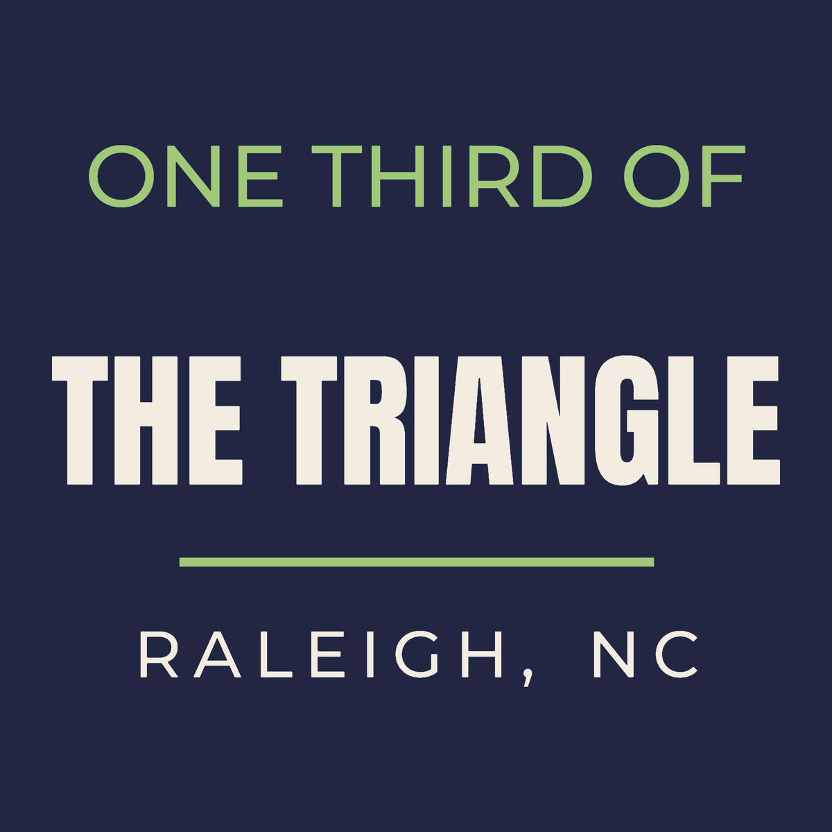 Close-up of the Raleigh, North Carolina design on navy: One Third Of The Triangle