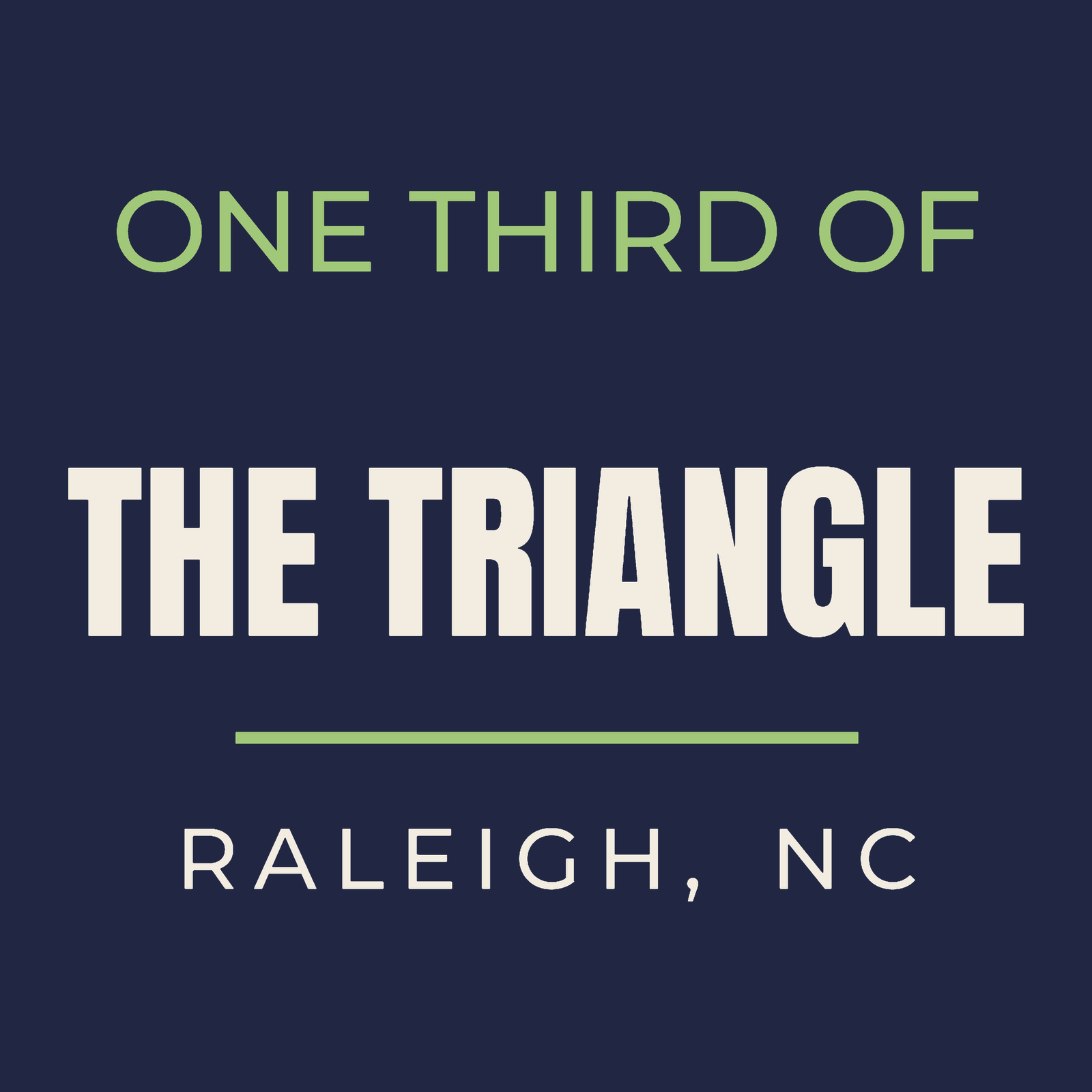 Close-up of the Raleigh, North Carolina design on navy: One Third Of The Triangle