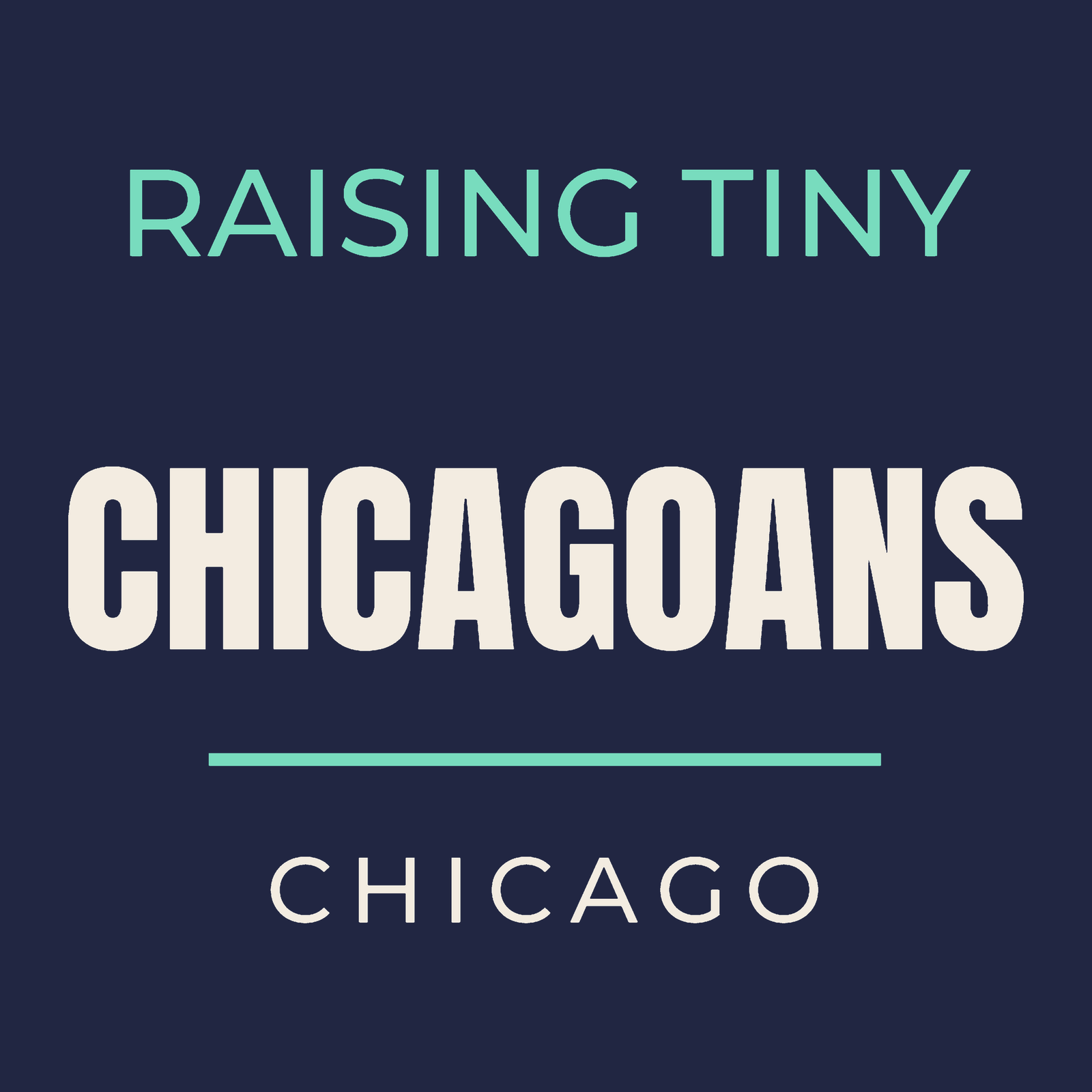 Close-up of the Chicago, Illinois design on navy: Raising Tiny Chicagoans