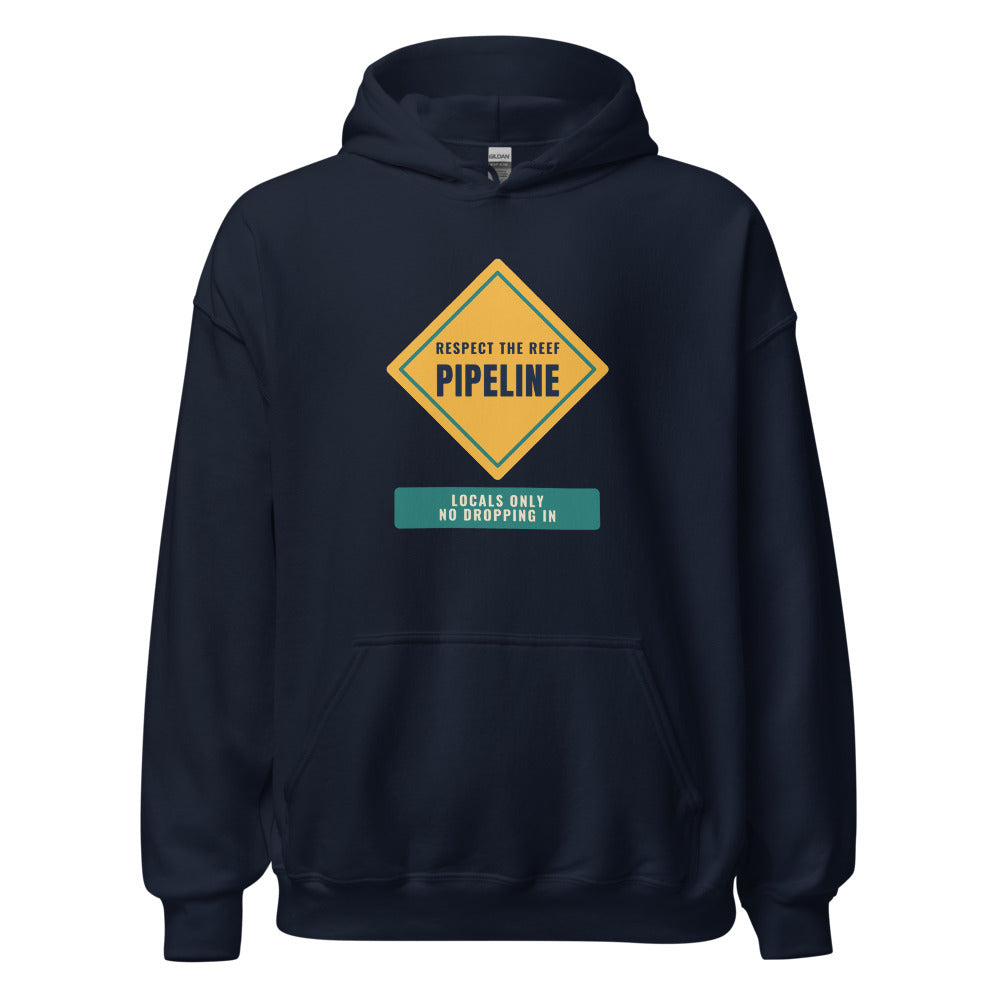 Pipeline Respect the Reef Locals Only No Dropping In – Hoodie – Navy