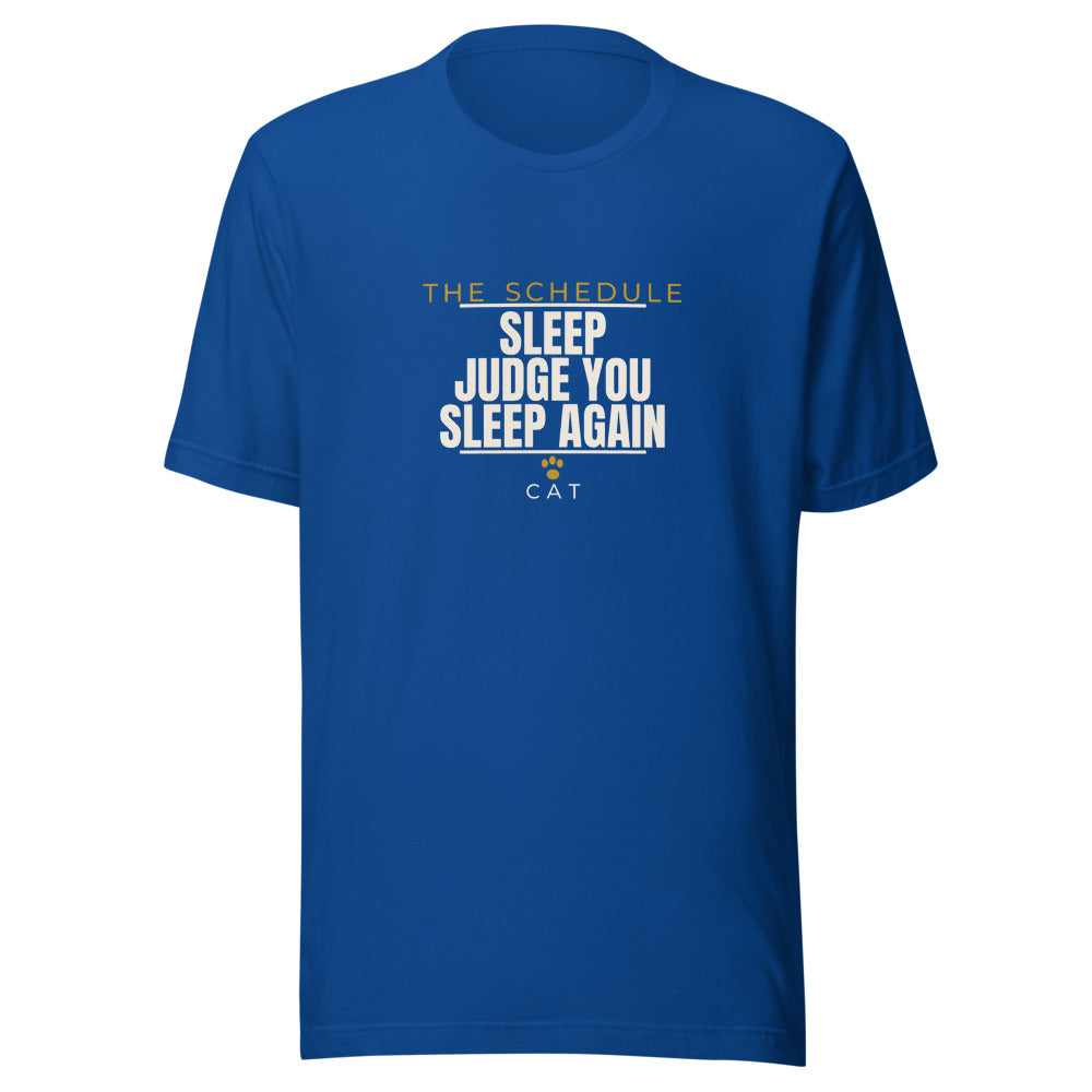 Tee that says The Schedule Sleep Again