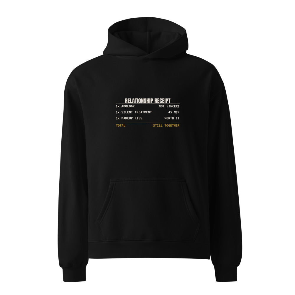 Hoodie that says Relationship Receipt 1x Silent Treatment