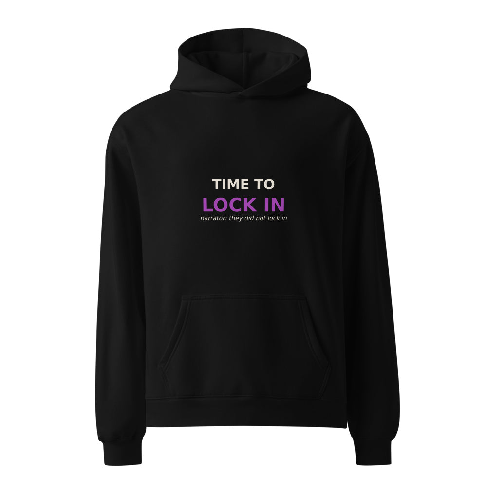 Time To Lock In black hoodie front in white studio | Kreativ