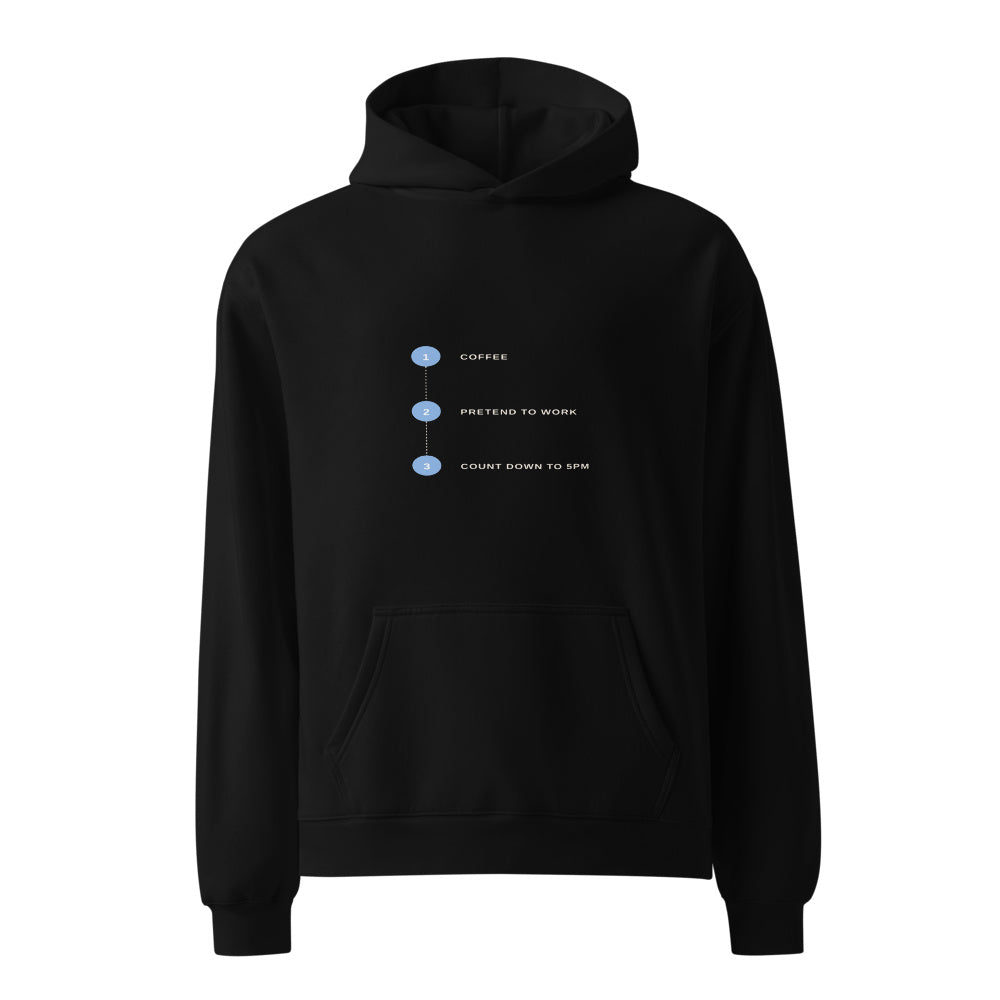 Count Down To 5PM Pretend To Work black hoodie front in white studio | Kreativ