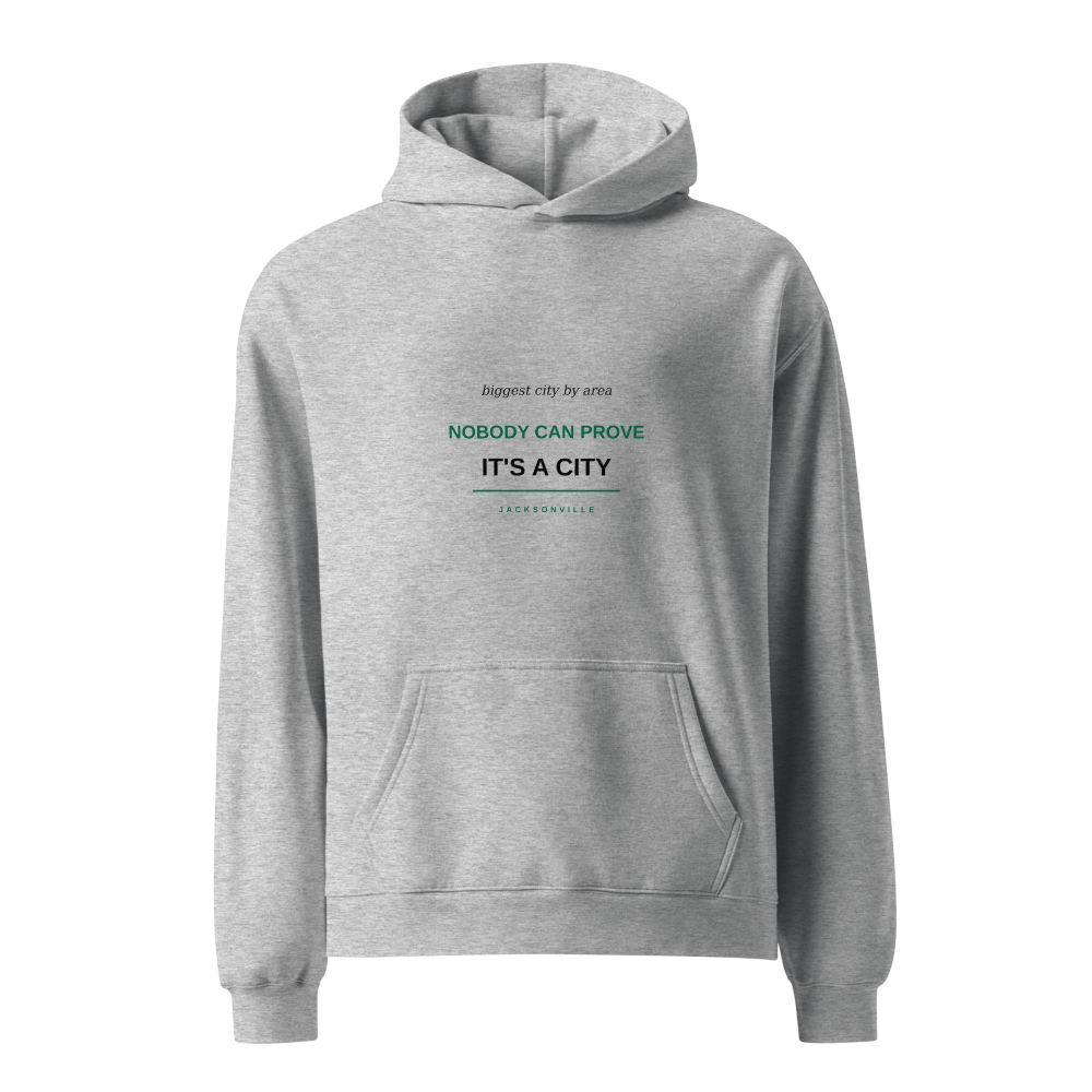 Jacksonville Biggest City by Area black hoodie front in white studio | Kreativ