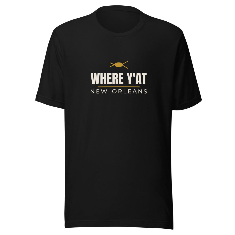 New Orleans tee that says Where Y'at.