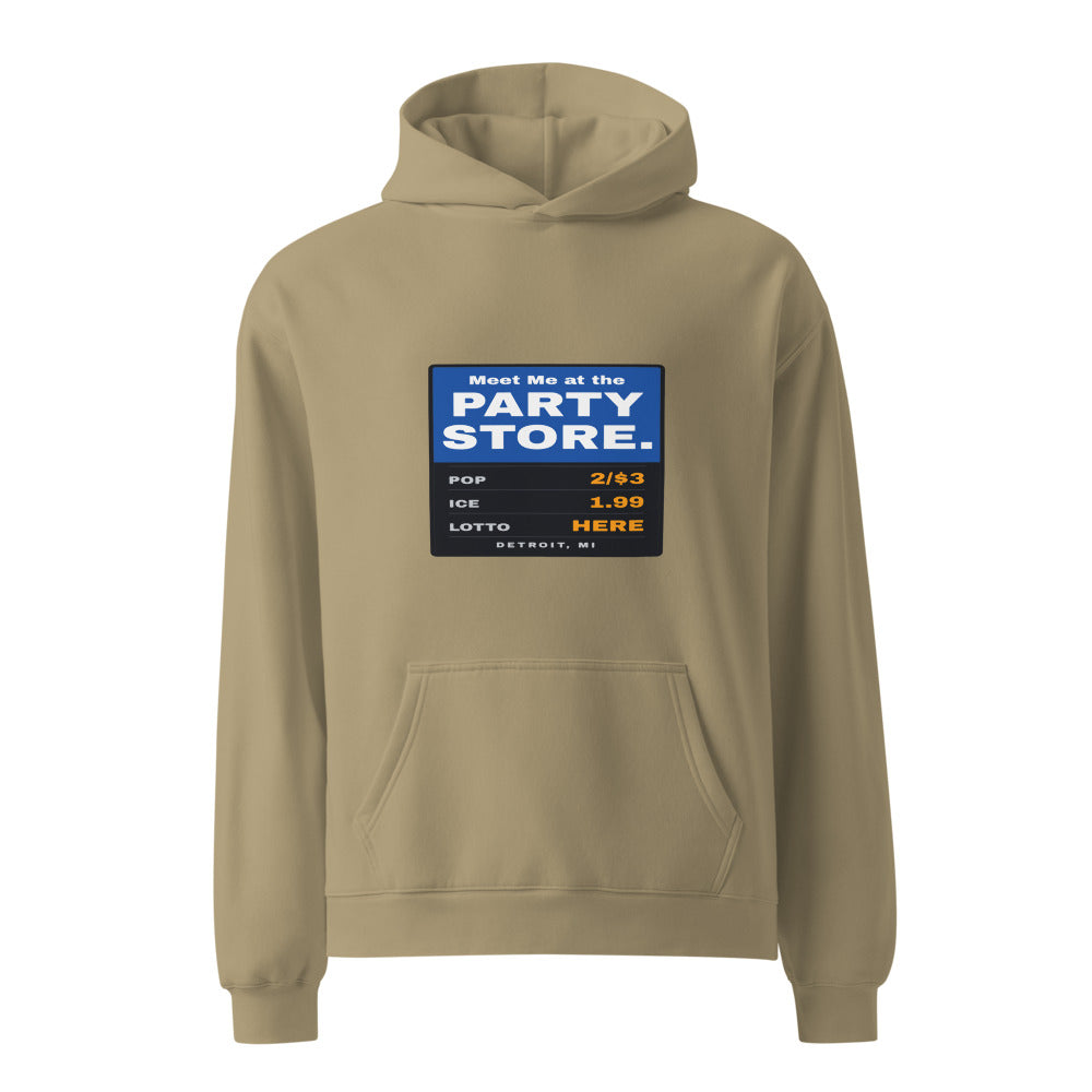 Detroit hoodie that says Meet Me at the Party Store
