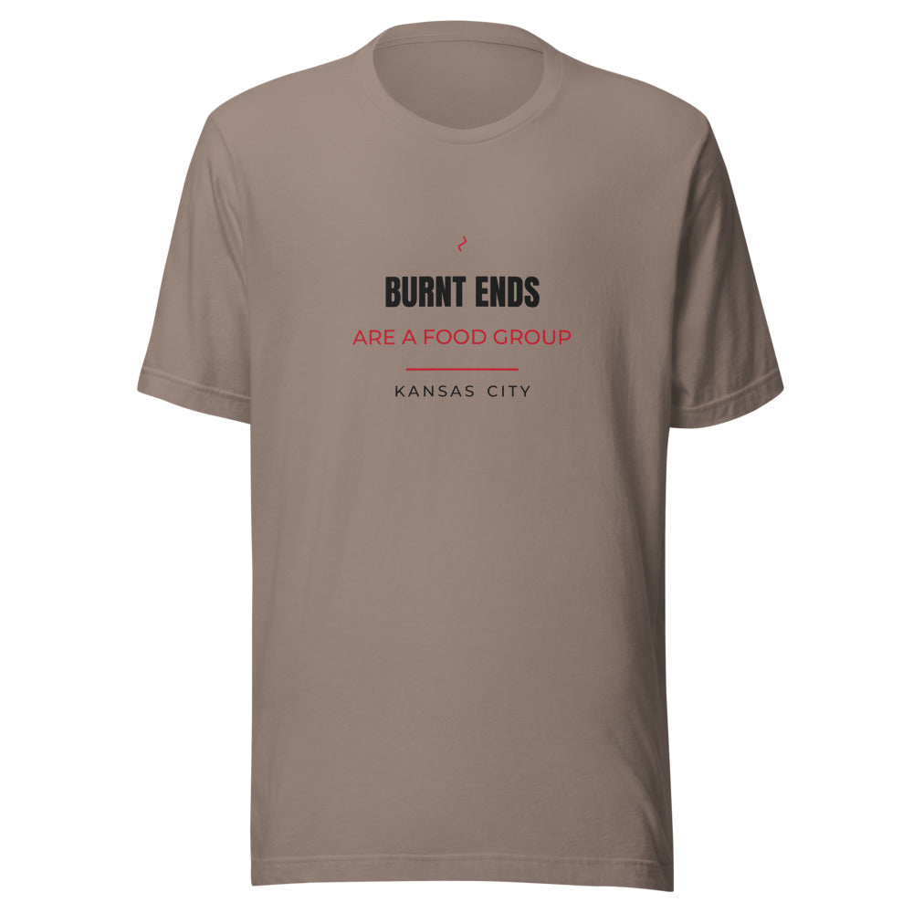 Kansas City tee that says Burnt Ends Are a Food Group.