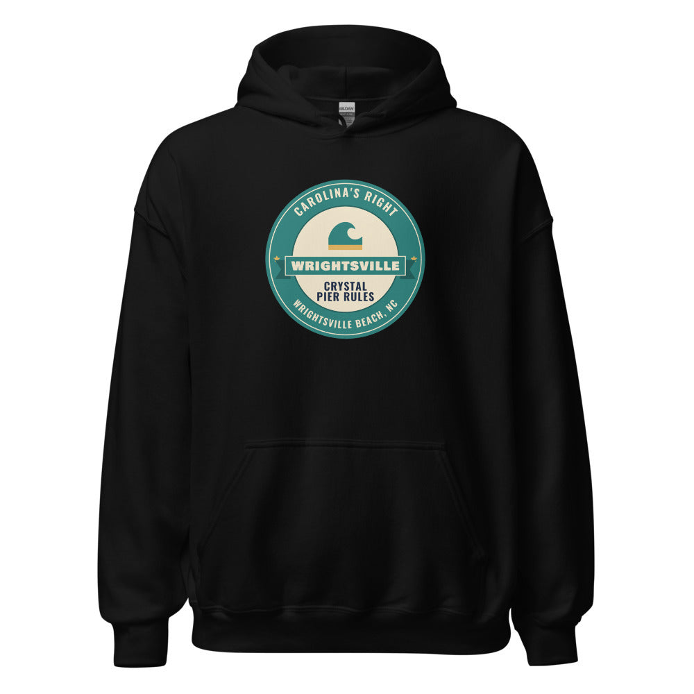 Wrightsville Beach Carolina's Right Crystal Pier Rules – Hoodie – Black