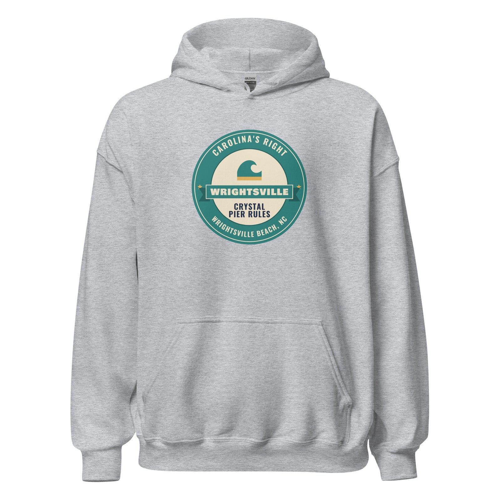 Wrightsville Beach Carolina's Right Crystal Pier Rules – Hoodie – Heather Grey