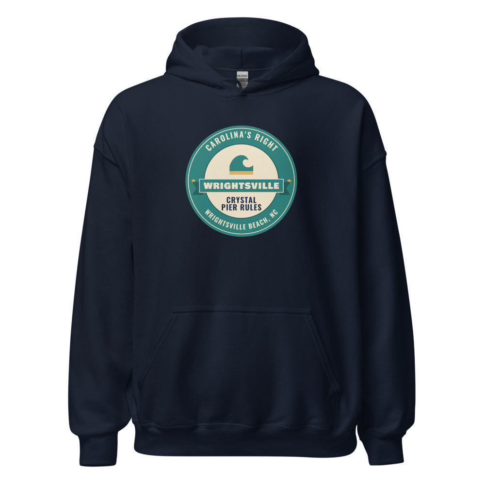Wrightsville Beach Carolina's Right Crystal Pier Rules – Hoodie – Navy
