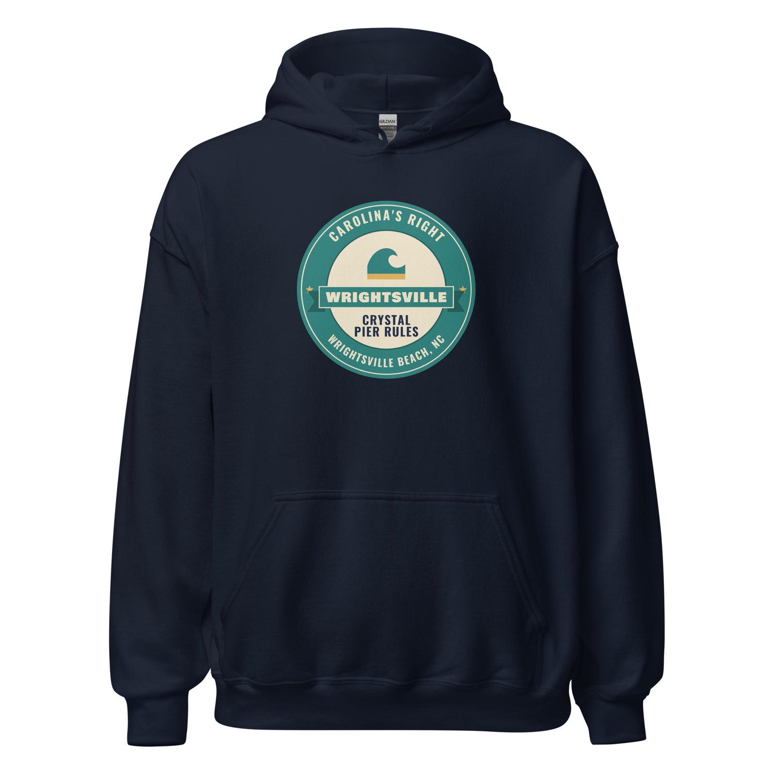Wrightsville Beach Carolina's Right Crystal Pier Rules – Hoodie – Navy