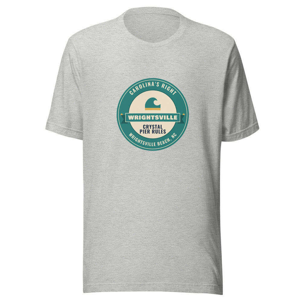 Wrightsville Beach Carolina's Right Crystal Pier Rules – Tee – Heather Grey