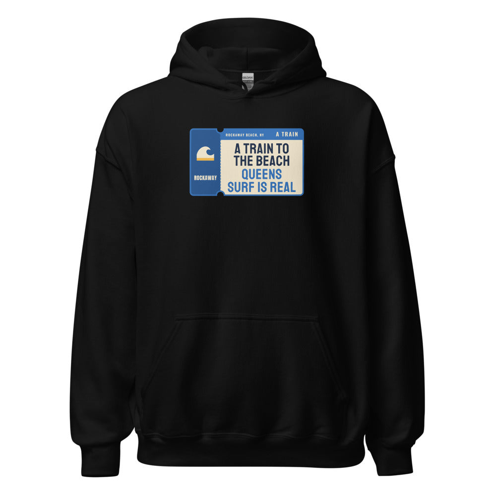 Rockaway Beach A Train to the Beach Queens Surf Is Real – Hoodie – Black