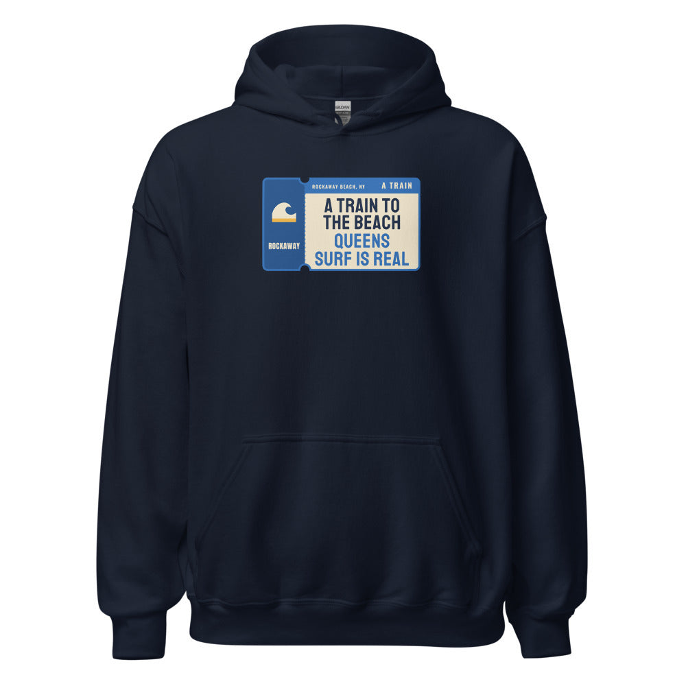 Rockaway Beach A Train to the Beach Queens Surf Is Real – Hoodie – Navy