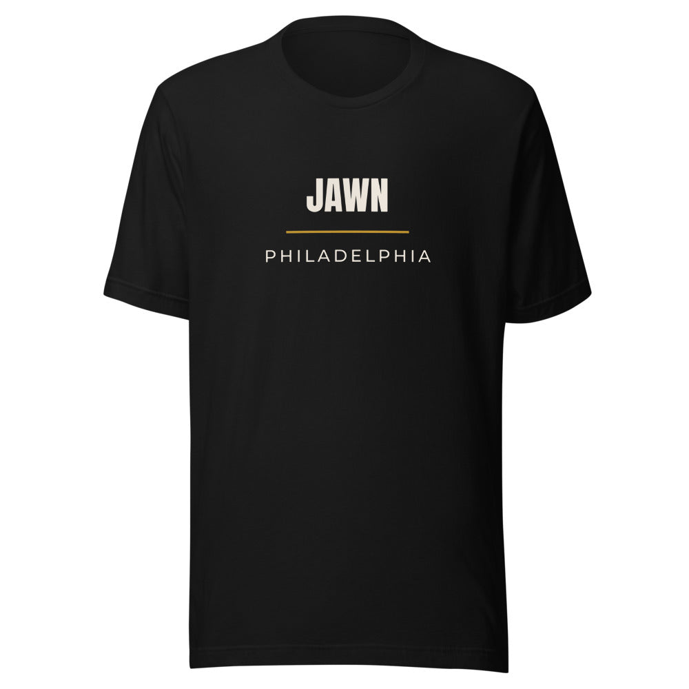 Black tee front with Philadelphia slogan print