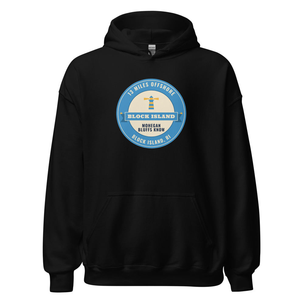 Block Island 13 Miles Offshore Mohegan Bluffs Know – Hoodie – Black