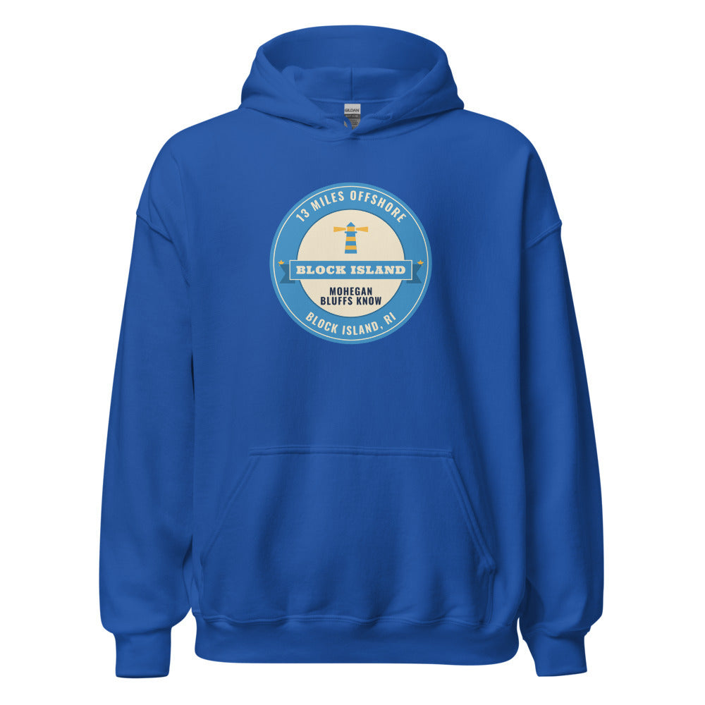 Block Island 13 Miles Offshore Mohegan Bluffs Know – Hoodie – Royal