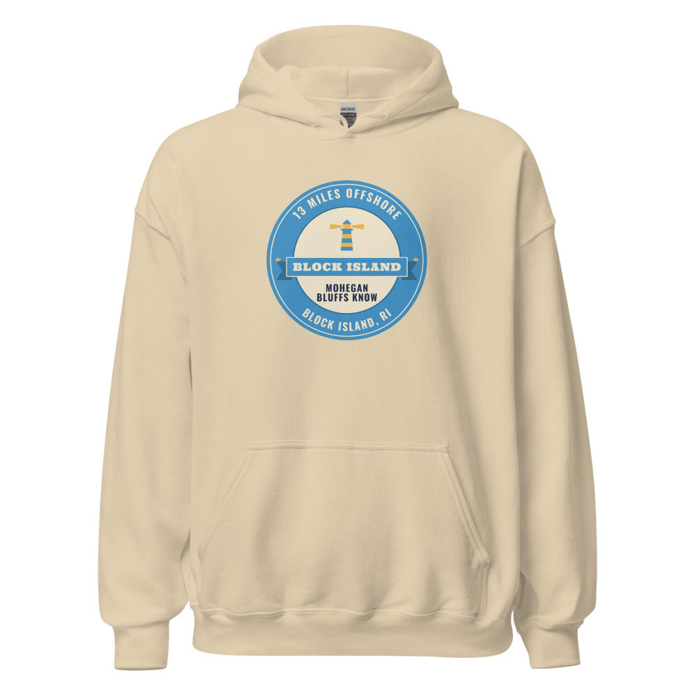 Block Island 13 Miles Offshore Mohegan Bluffs Know – Hoodie – Sand