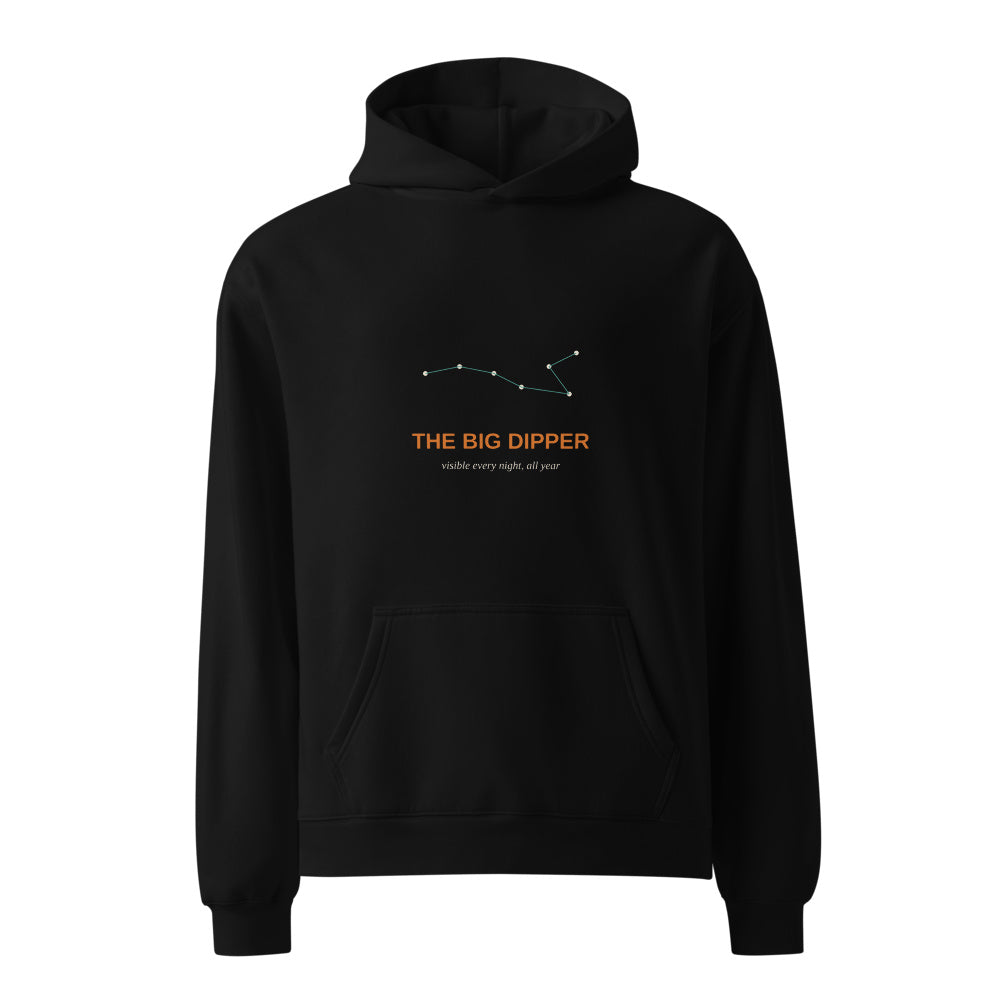 Big Dipper black hoodie front in white studio | Kreativ