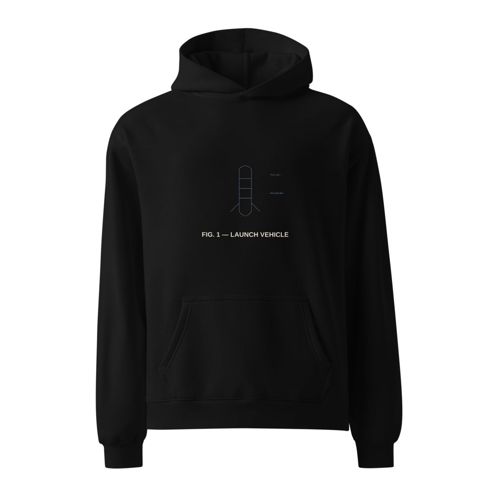 Blueprint black hoodie front in white studio | Kreativ