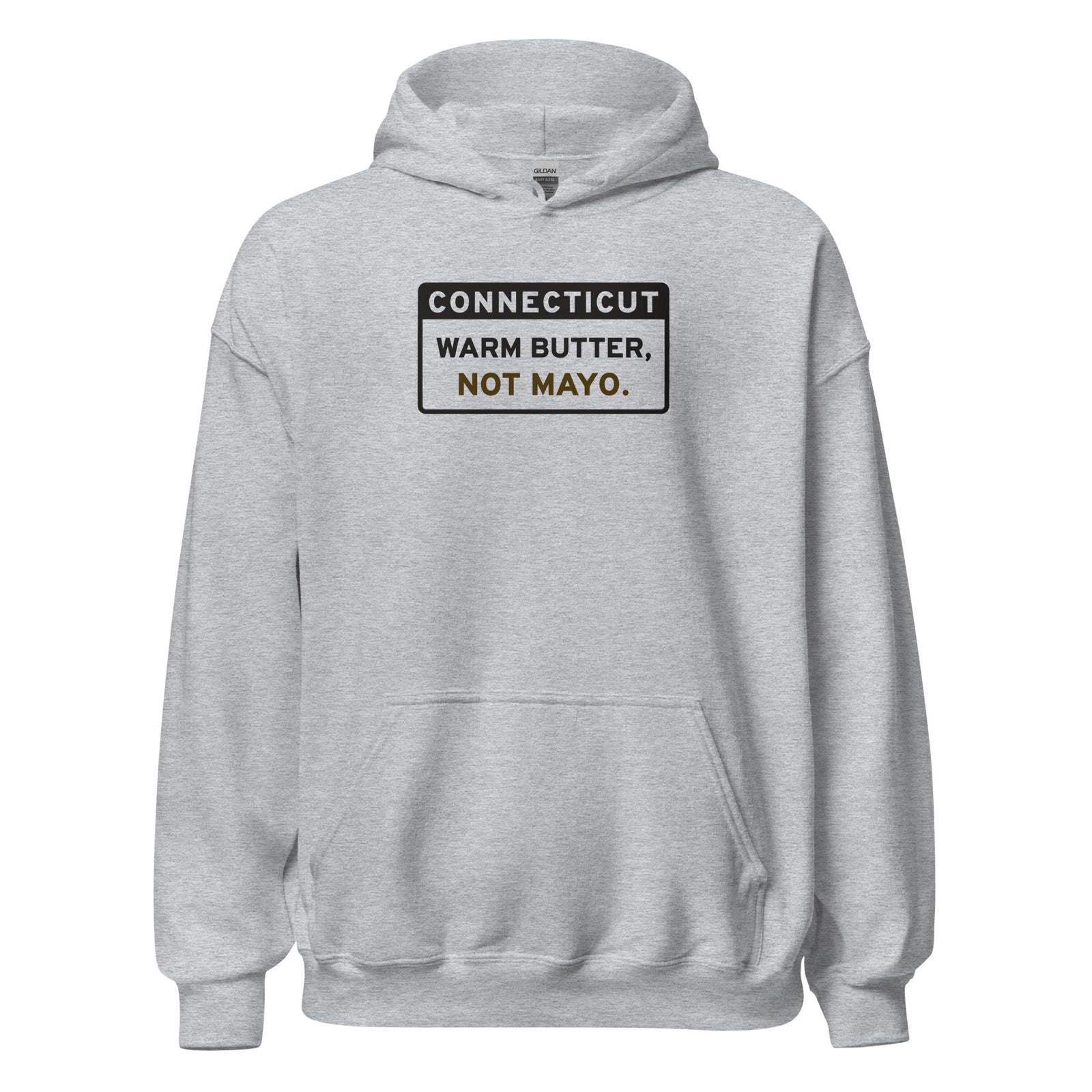 Connecticut Warm Butter Not Mayo. – Hoodie – Heather Grey