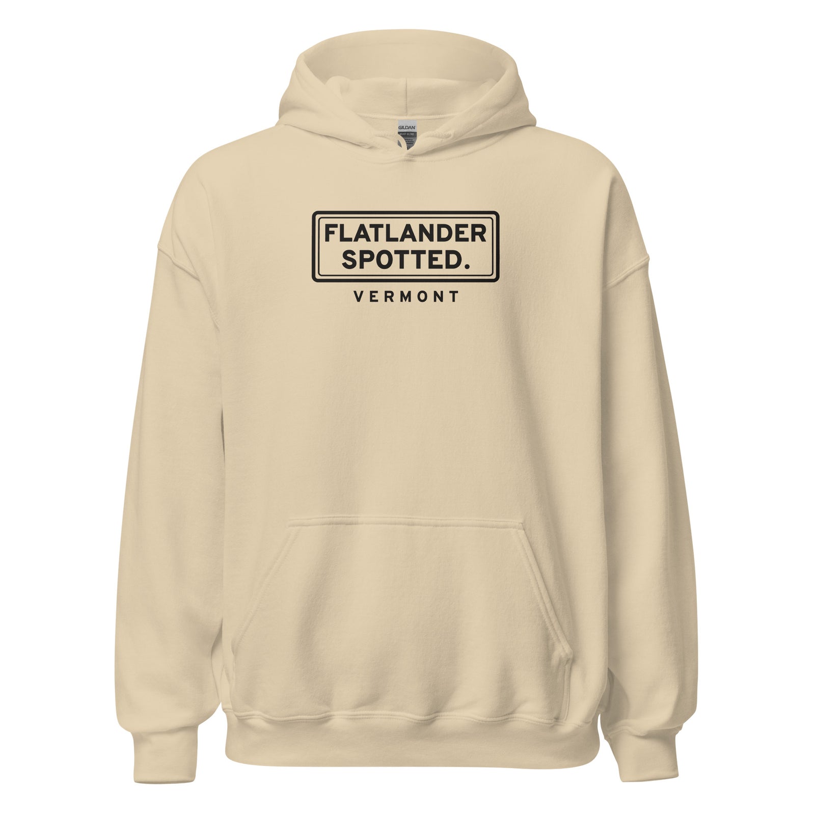 Vermont Flatlander Spotted. – Hoodie – Sand