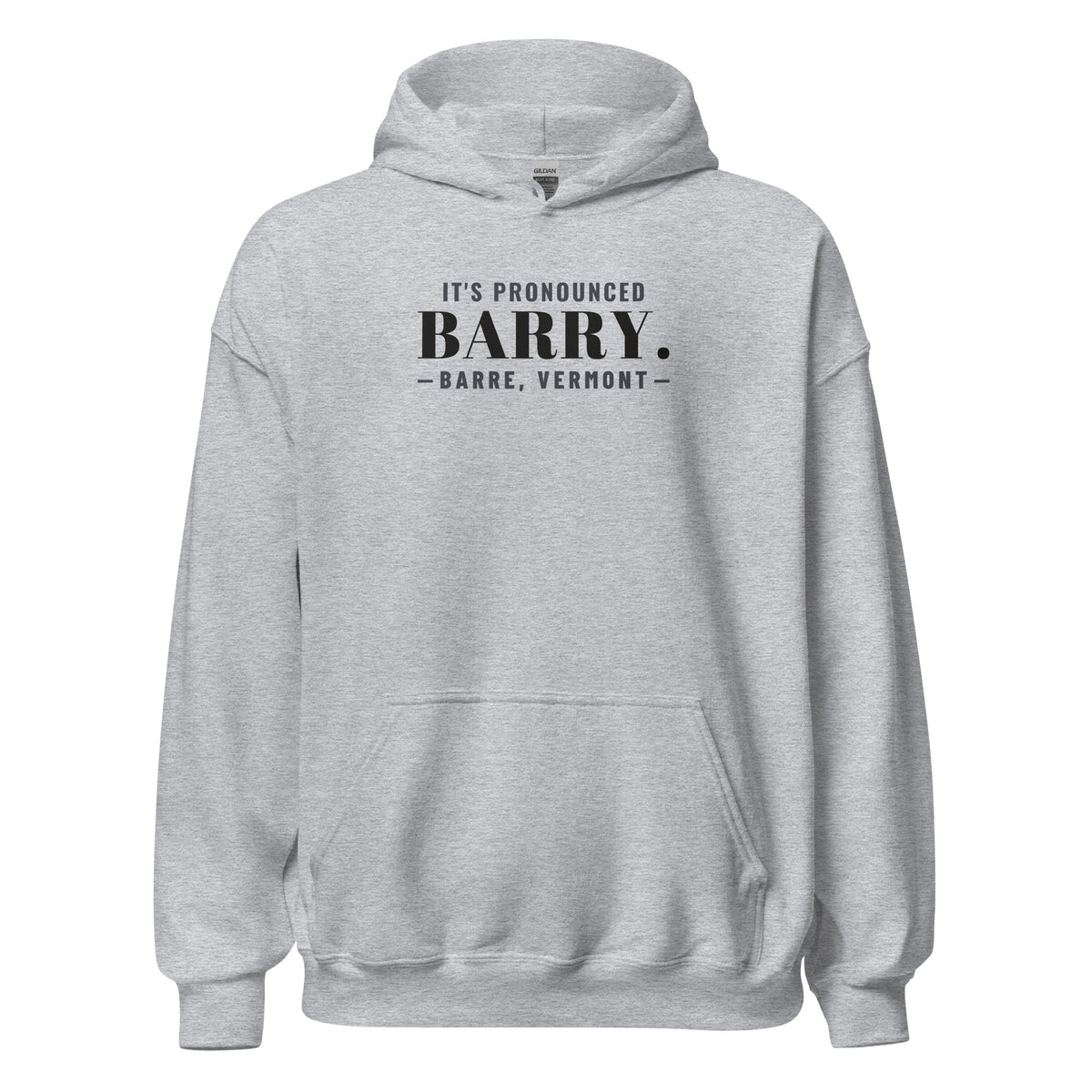 Vermont It's Pronounced Barry. – Hoodie – Heather Grey