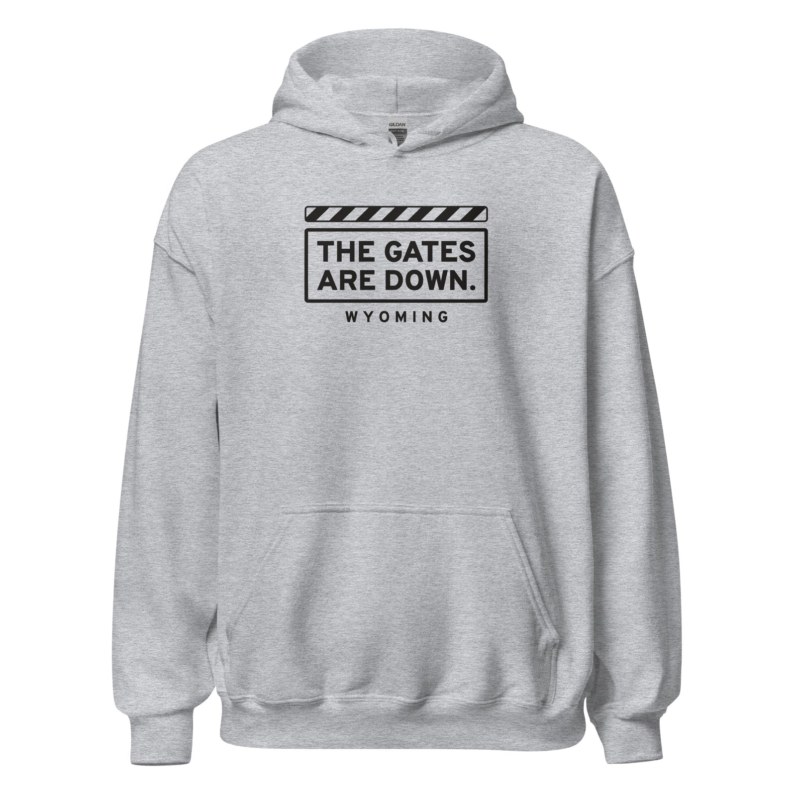 Wyoming The Gates Are Down. – Hoodie – Heather Grey