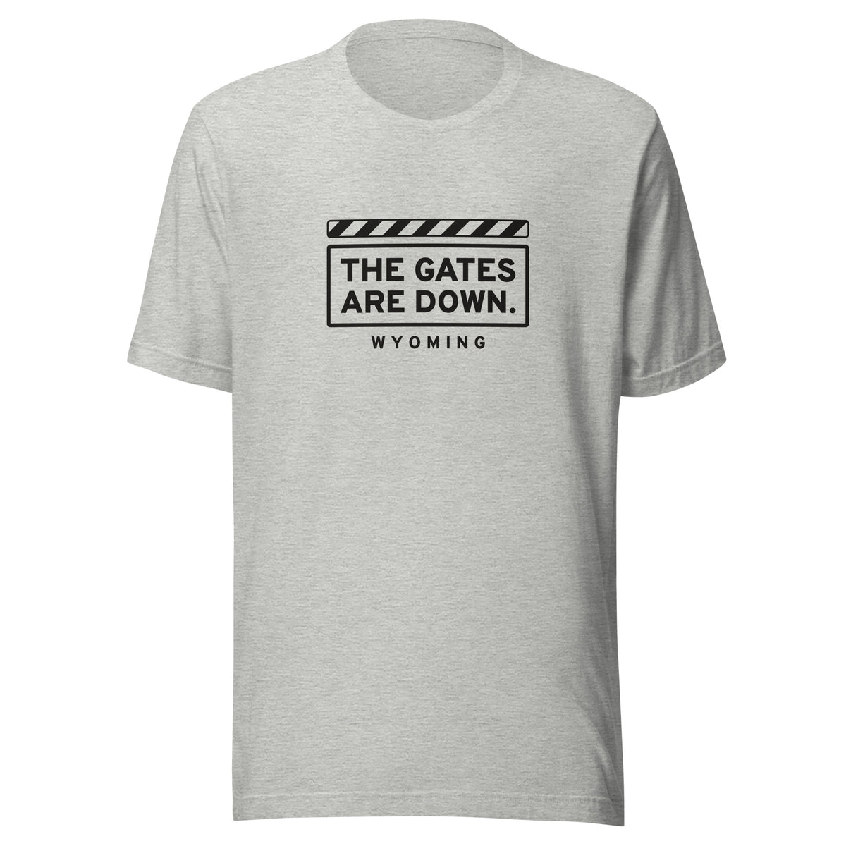 Wyoming The Gates Are Down. – Tee – Heather Grey