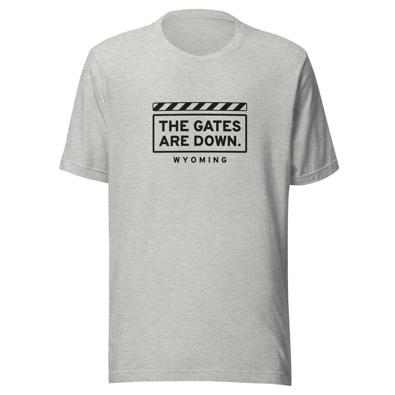 Wyoming The Gates Are Down. – Tee – Heather Grey