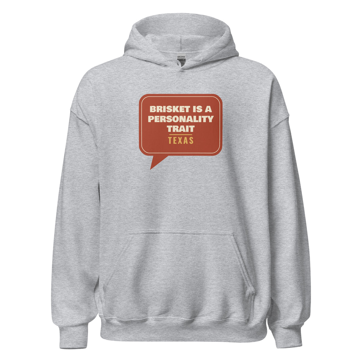 Texas: Brisket Is a Personality Trait – Hoodie – Heather Grey