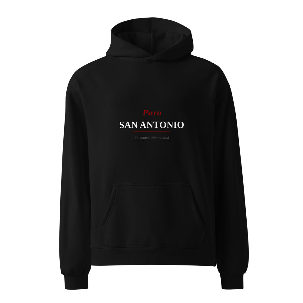 San Antonio Puro San Antonio black hoodie front in white studio | Kreativ