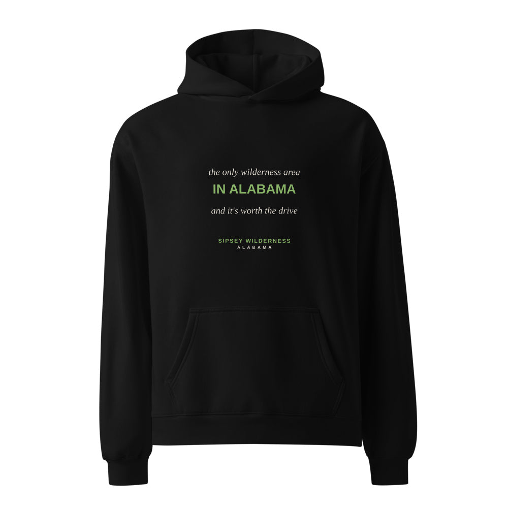 Sipsey Wilderness black hoodie front in white studio | Kreativ