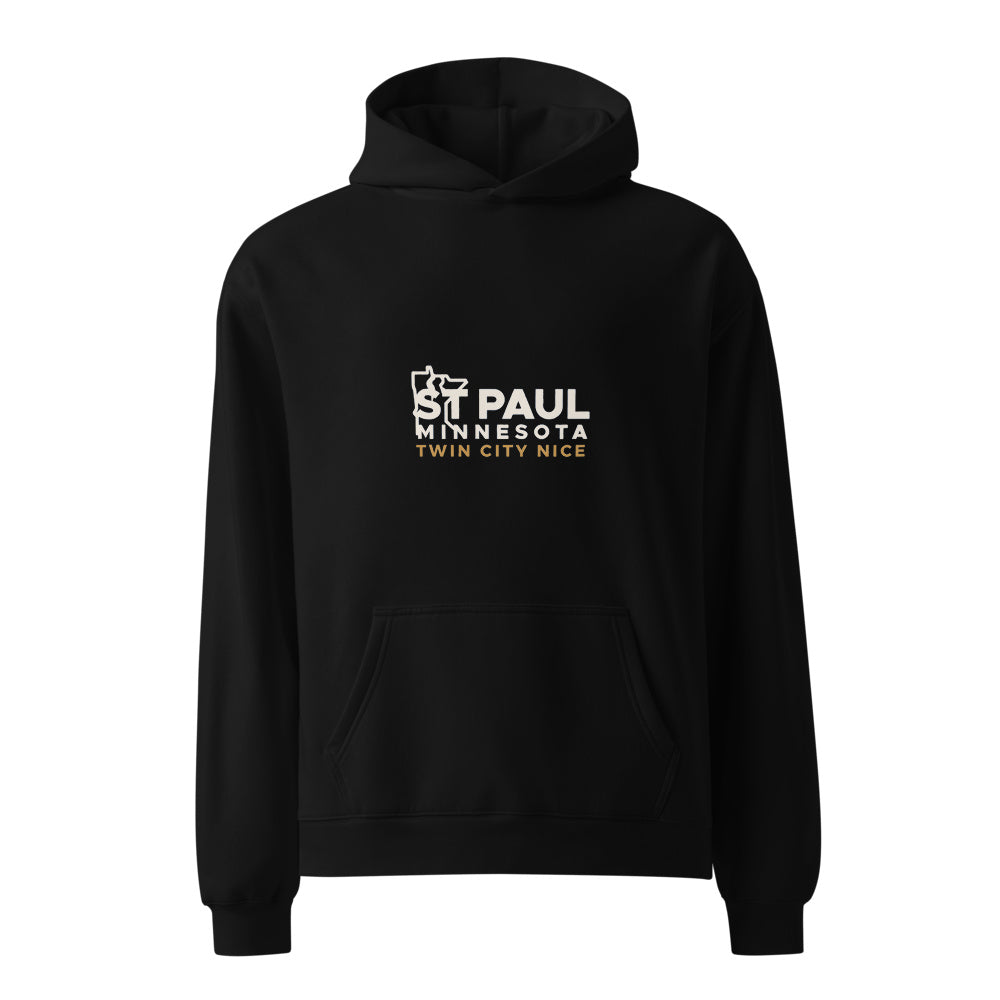 St Paul Minnesota Twin City Nice black hoodie front in white studio | Kreativ