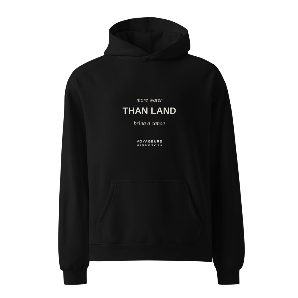 Voyageurs National Park black hoodie front in white studio | Kreativ