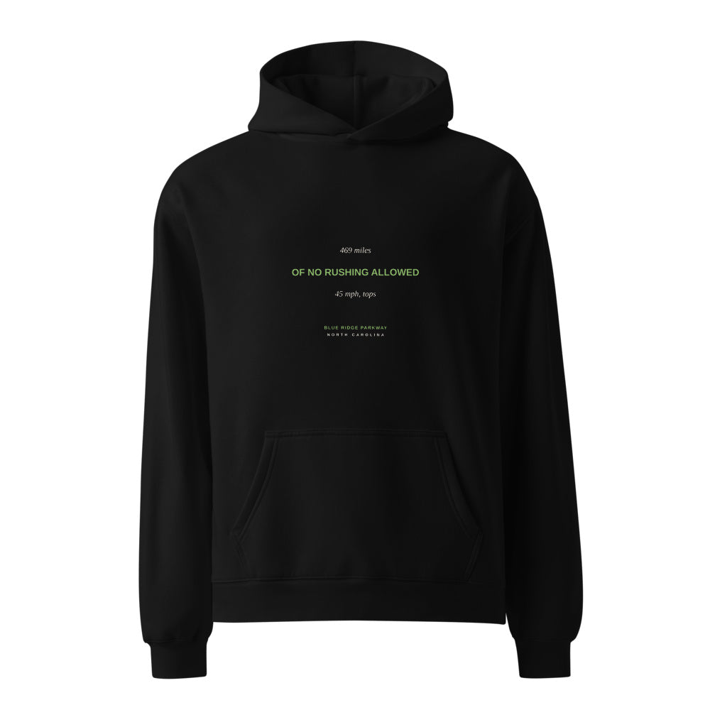 Blue Ridge Parkway black hoodie front in white studio | Kreativ